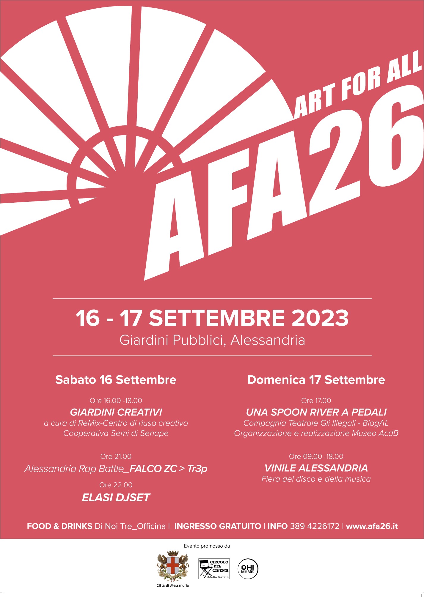 afa26 16 e 17 settembre 2023 giardini pubblici di Alessandria